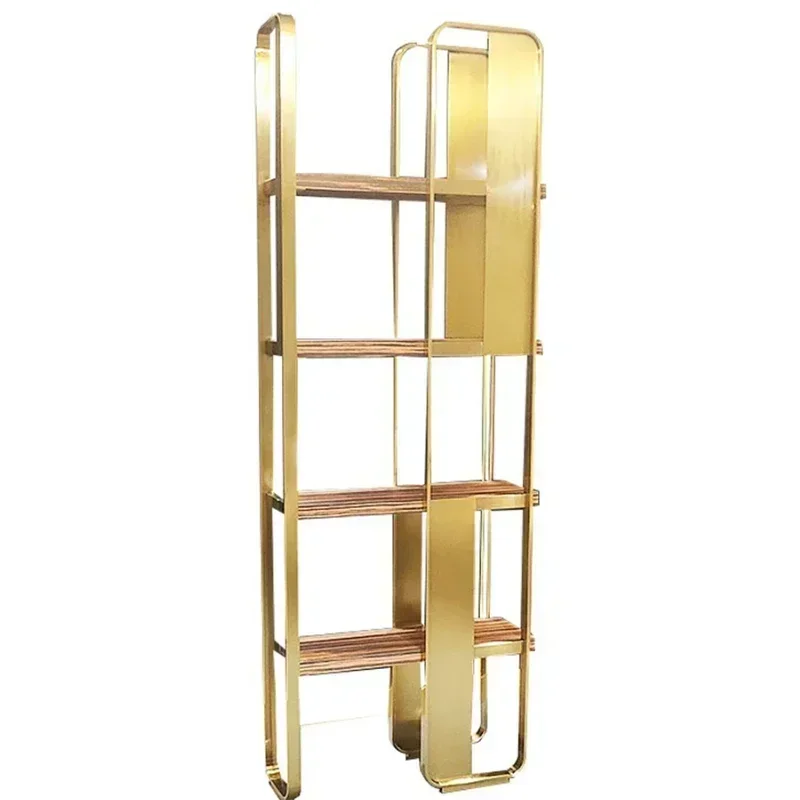 

~Light Luxury Stainless Steel Customized Furniture Floor Bookshelf Children's Living Room Solid Wood Veneer Shelf Glass Cabinet