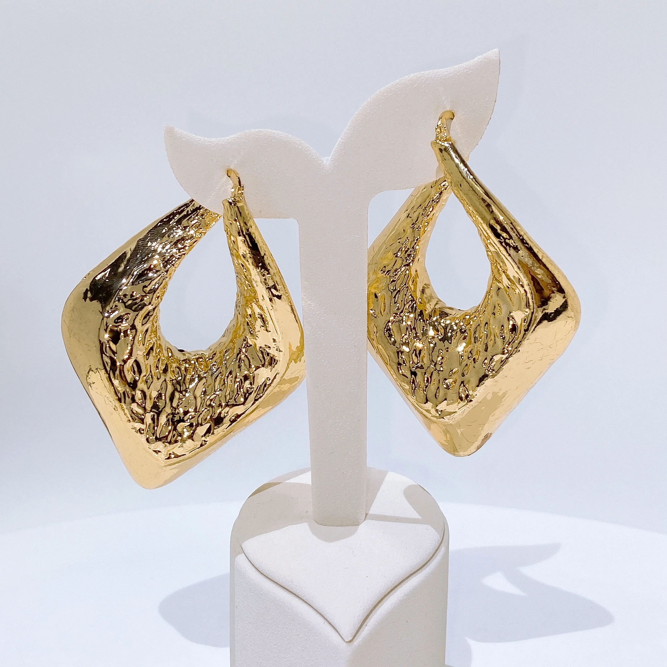 New Gold Plated Chunky Bamboo Hoop Earrings Large Open Circle Hip Hop Statement Earring Trendy Streetwear Jewelry Gift for Women
