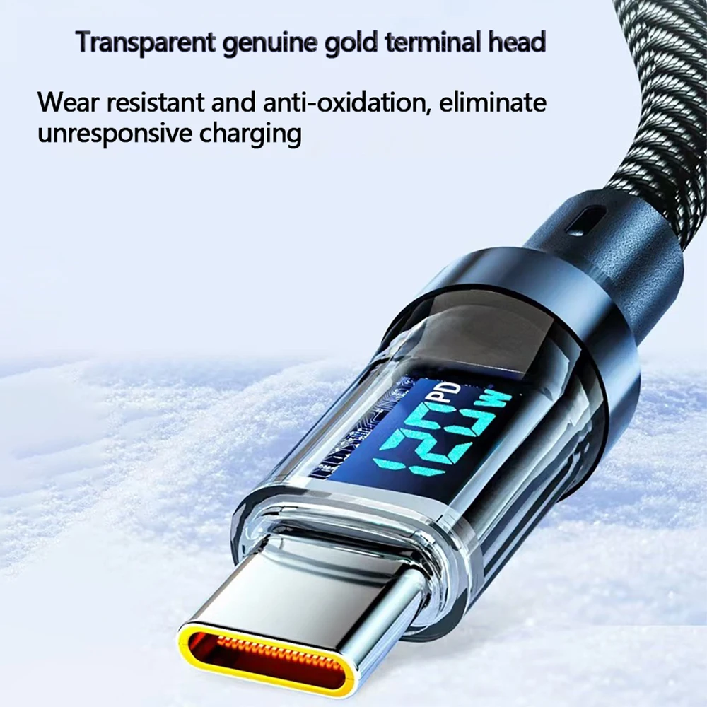 

120W 1m/1.5m/2m Fast Charging Data Cable Digital Display Braided Wire Data Transmission Mobile Phone Accessories for Samsung
