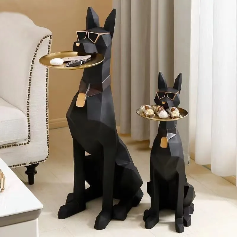 Nordic high-grade resin gentleman dog home decoration high-value guardian gentleman dog decoration floor ornament