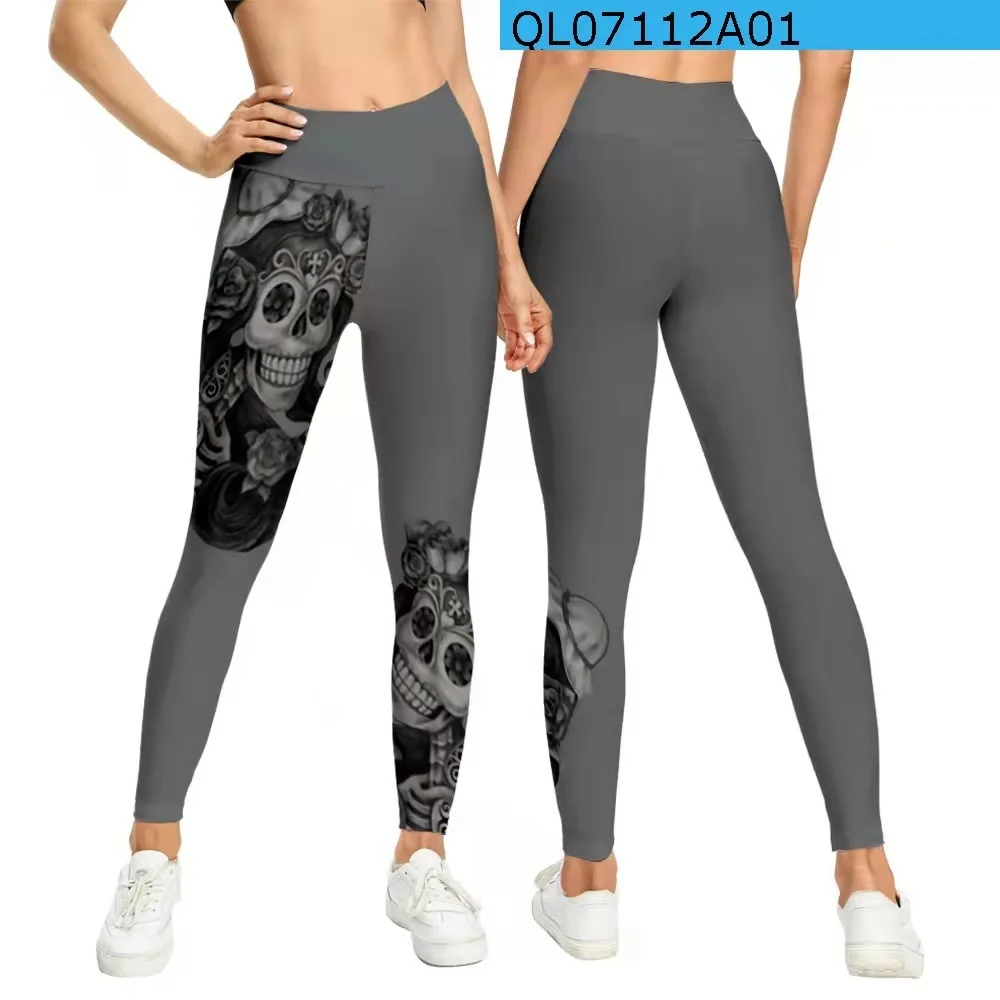 3d dia das bruxas esqueleto padrão impresso esporte leggings mulheres calças de yoga ginásio roupas femme sem costura leggins senhoras leginsy legins