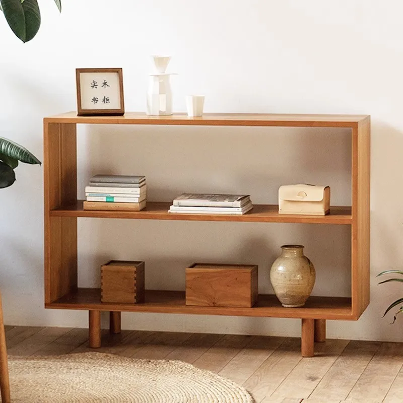 

Ash wood bookshelf wholesale solid wood bookcase log wind floor side cabinet simple storage cherry wood