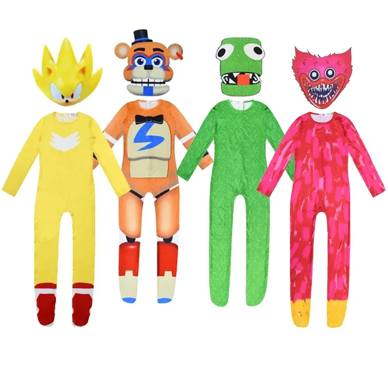 Sausage Mouth Monster Wuggying Cosplay Costumes Play Games Kigurumi Anime Freddy Bear Jumpsuit for Kids Halloween Party Up Gift