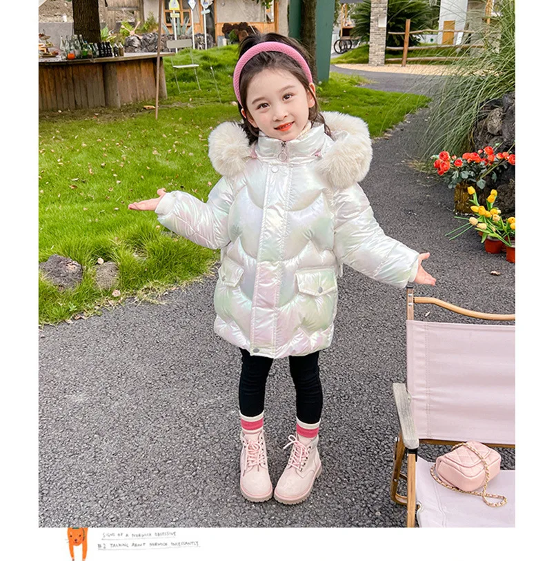 2-10 Jahre Winter-Mädchenjacke mit süßen Flügeln, warmem Pelzkragen, Prinzessinnenmantel mit Kapuze, Reißverschluss-Parka, Schneeanzug, winddichte Oberbekleidung – Detail 14