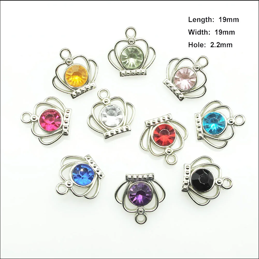 30Pcs Dull Silver Plated Charms Mixed Acrylic Pendants