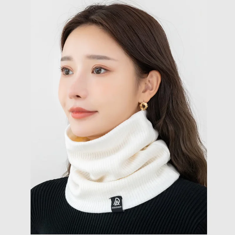 Hot Sale Winter Knit Ring Scarf With Velvet Unisex Riding Wool Neckscarf Solid Neck High Collar 2024 Pollover Echarpe