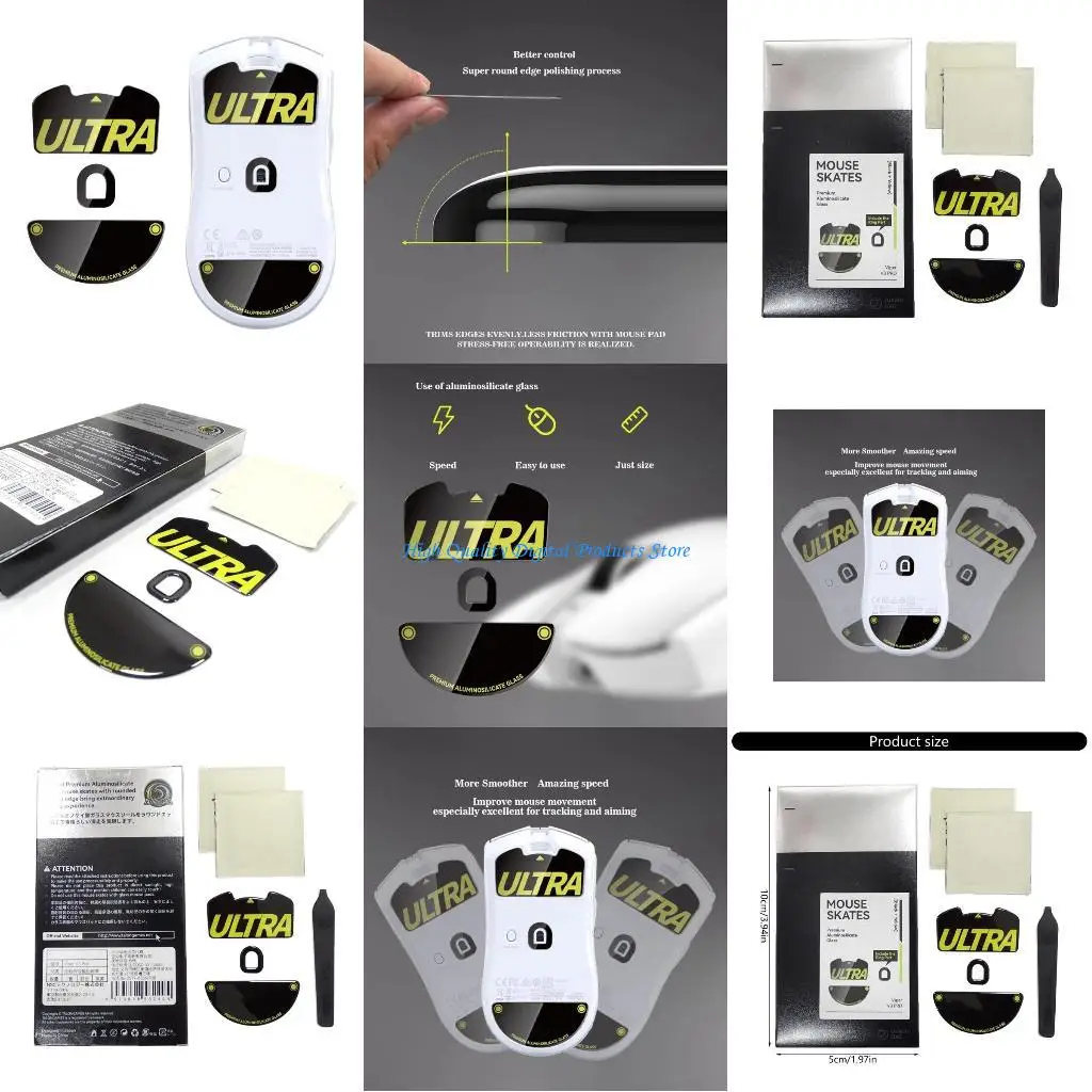 

U2je 1Set Стеклянные мышиные педали для мыши v3pro Заменить мышиные скольжения изогнутые края