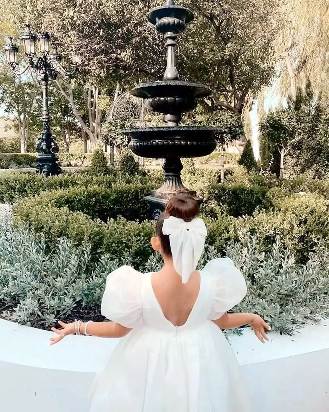 طفل نفخة الأكمام الأورجانزا تول توتو Twirly بيبي دول مضيئة الكرة ثوب الأميرة زهرة فتاة اللباس 【أبيض】