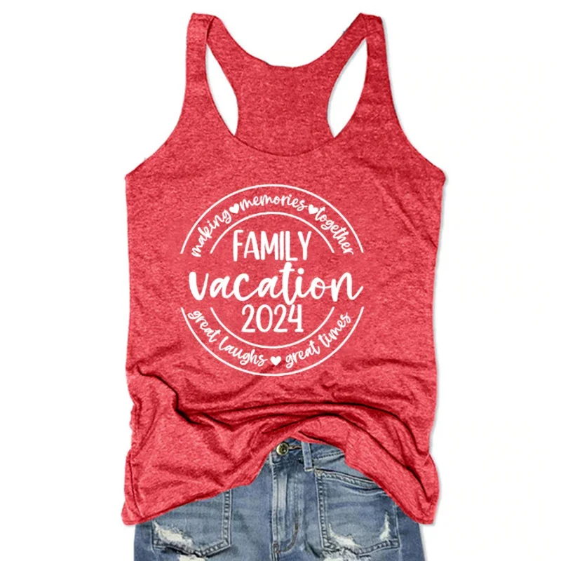 

Family Vacation 2024 Tank Top Women Together Family Trip Sexy Top Gothic Summer Vacation White Top M