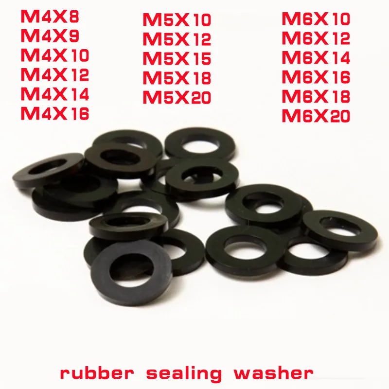 20pcs/lot M4 M5 M6 Black Rubber Flat Gasket O-Ring Seal Washer Ring Plumbing Faucet Hose Washer Sealing Rings