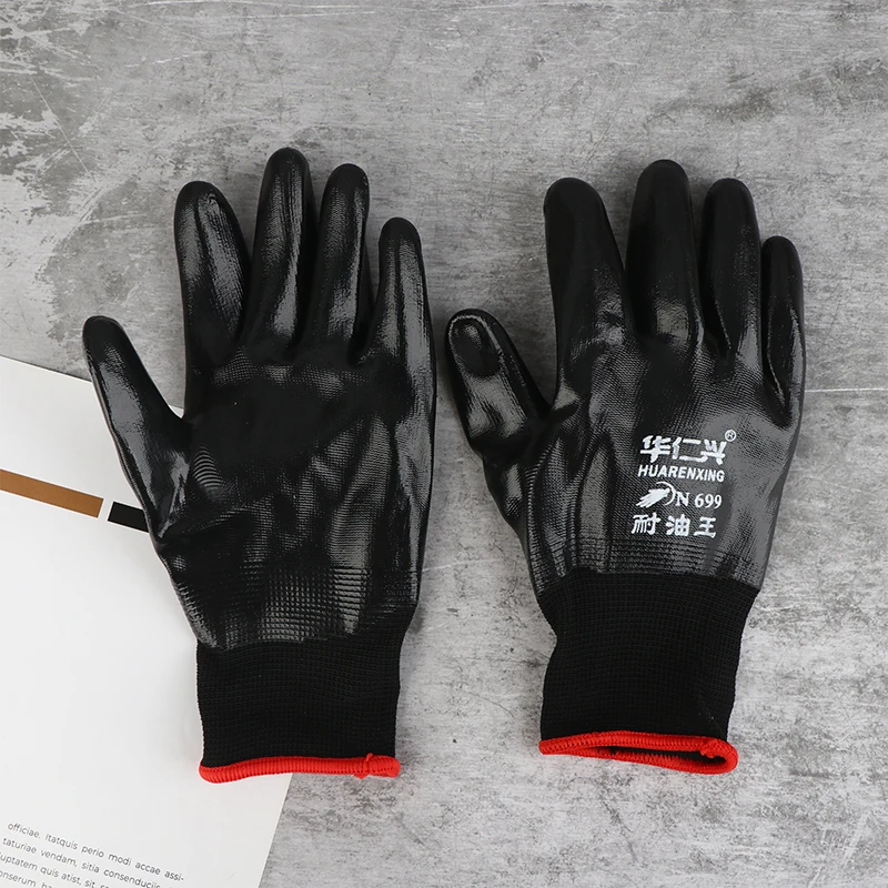 Nitrile Coated Work Safety Gloves Anti-slip Waterproof Cut Resistant Gloves for Repair Fishing Work