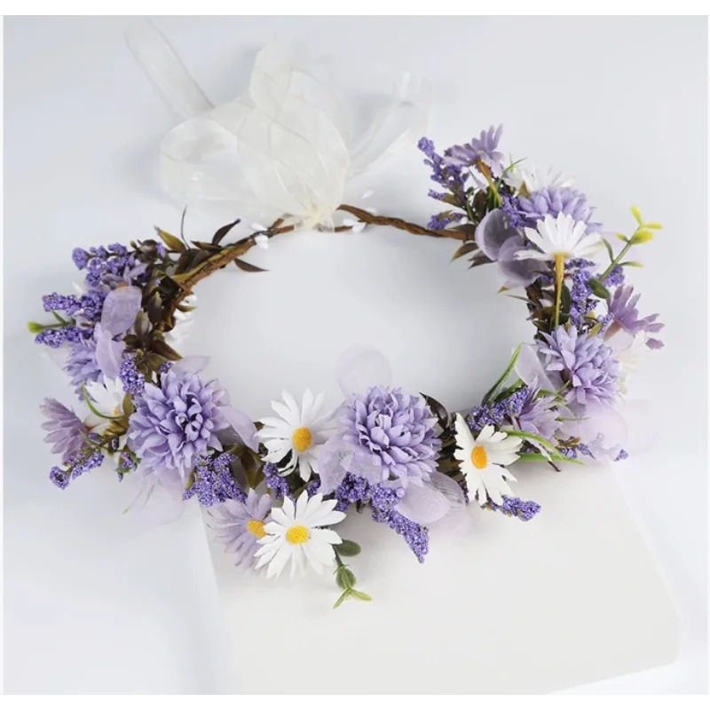

Women Girls Flower Headband Bride Flower Crown Hairband Hair Accessories Wedding Party Spring bohemia Wreath Headpiece Headwear