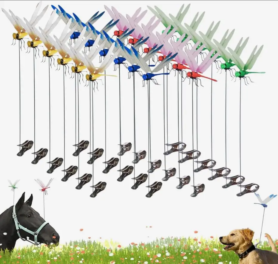 24pcs 3d Dragon Fly Clip For Bugs Double Reinforced Wings Strong Clips Garden Waterproof Fake Dragonfly Clips To Keep Bugs Away