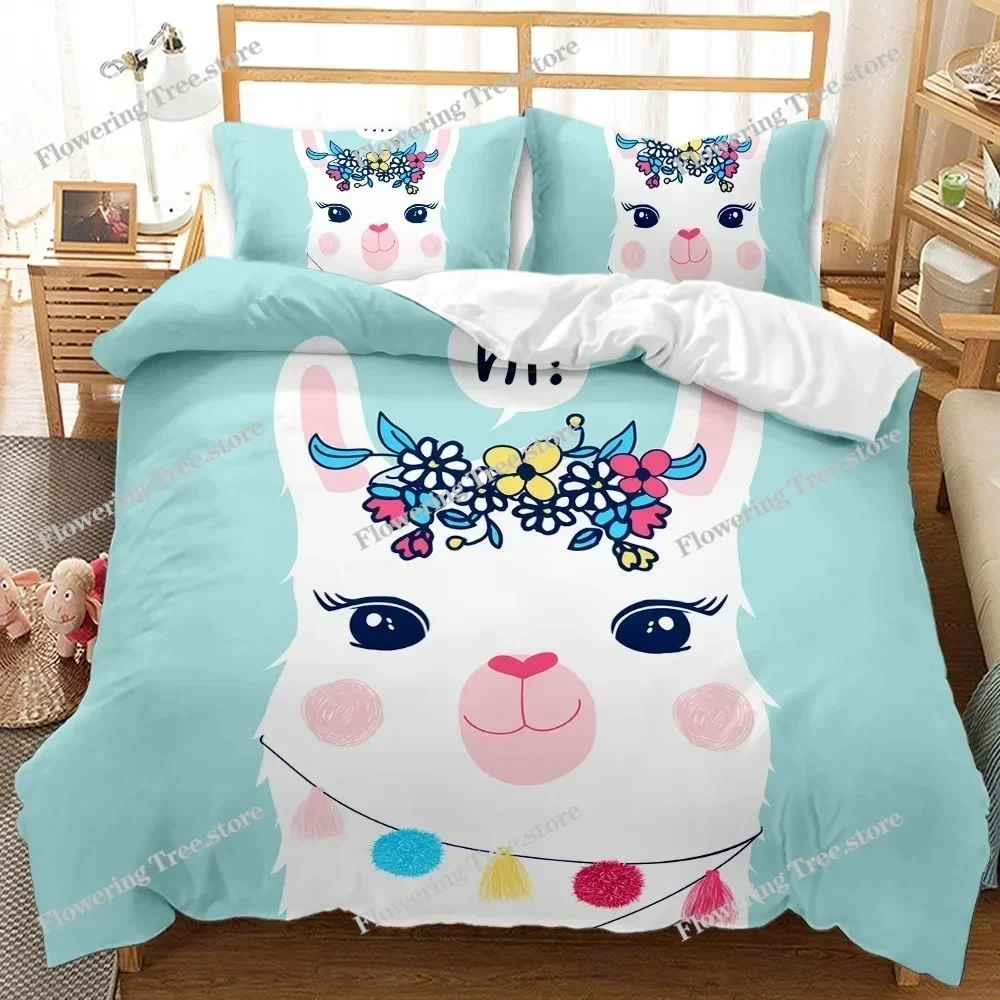Animal Llama Cute Alpacas Bedding Set Boys Girls Twin Queen Size Duvet Cover Pillowcase Bed Kids Adult Home Textileextile029963