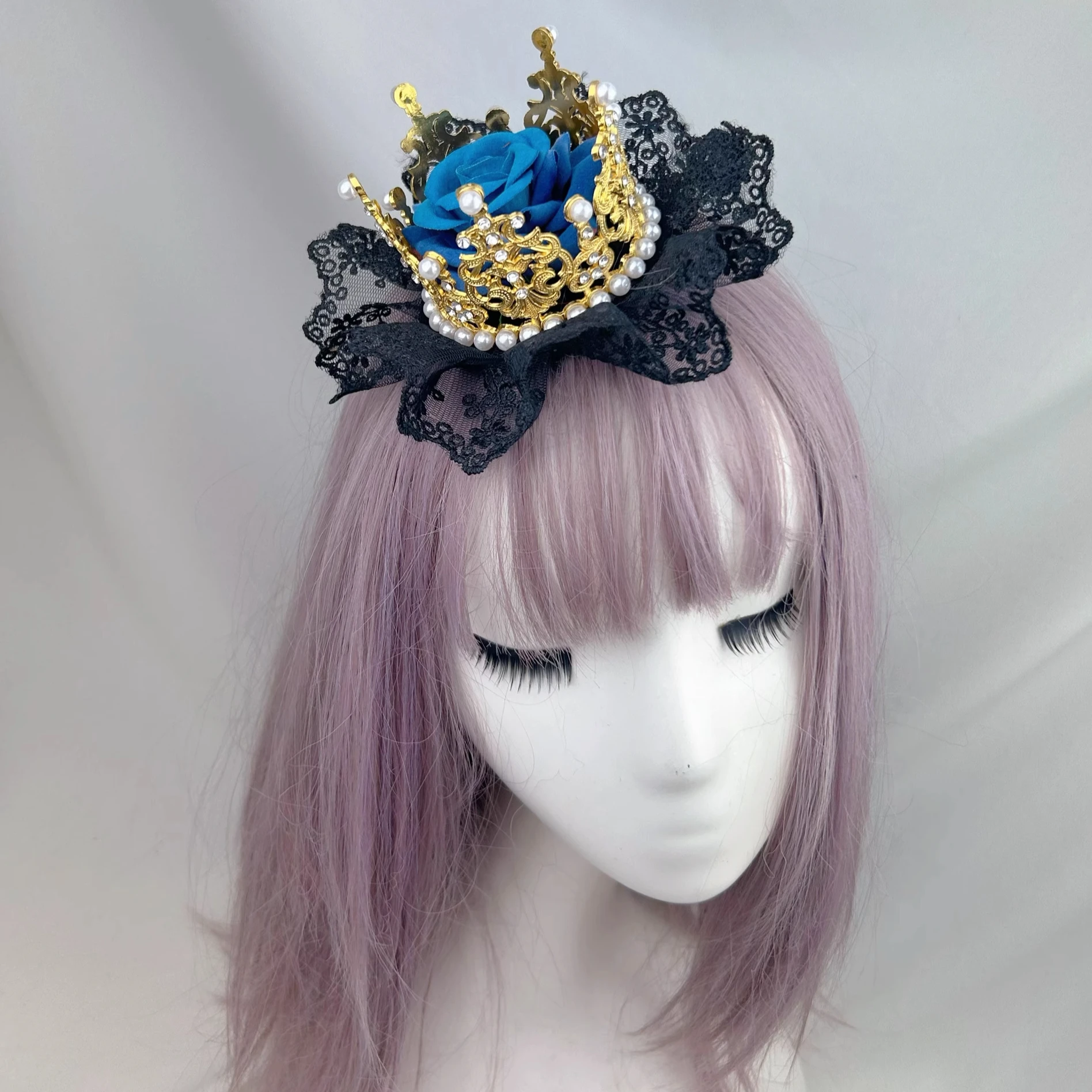 

Lolita goth fucked dark top hats elegant crown hairpin lace gorgeous flower wedding headgear hair accessories