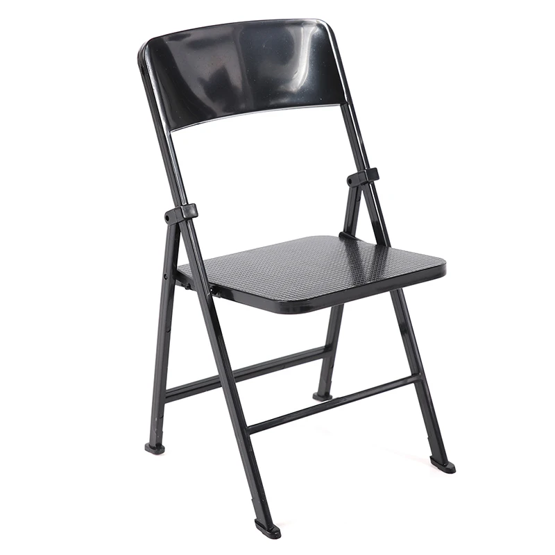 Black Painted Metal Folding Chair 1:6 Scale Dolls House Miniature Accessories