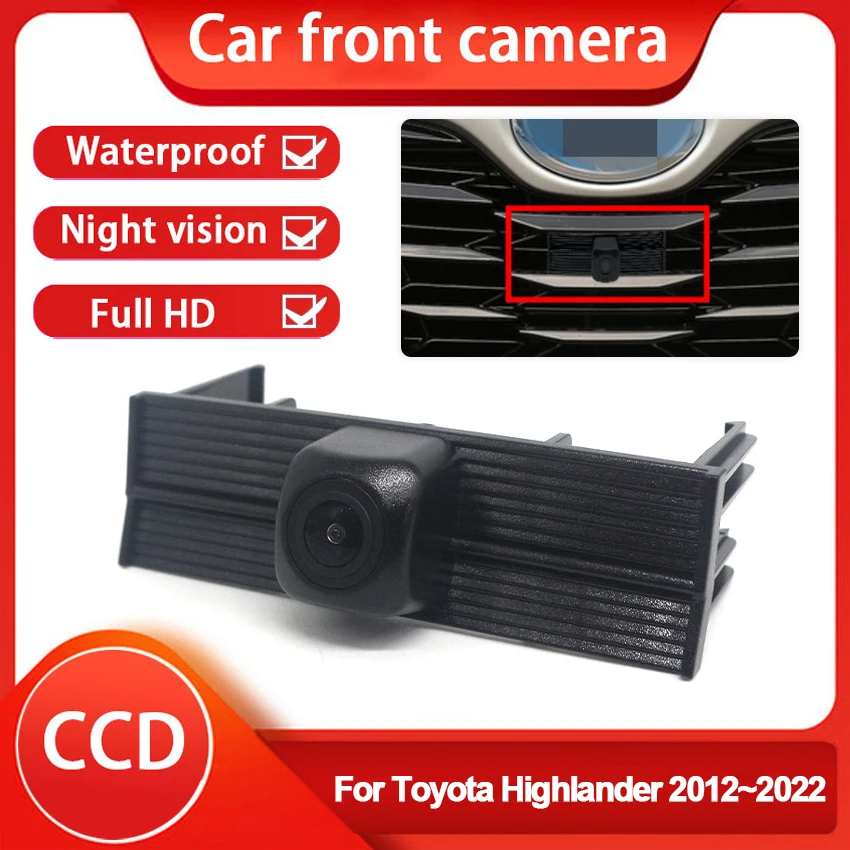 

AHD 1080P Fisheye CCD Car Front View Parking Positive Logo Camera For Toyota Highlander 2012~2016 2017 2018 2019 2020 2021 2022