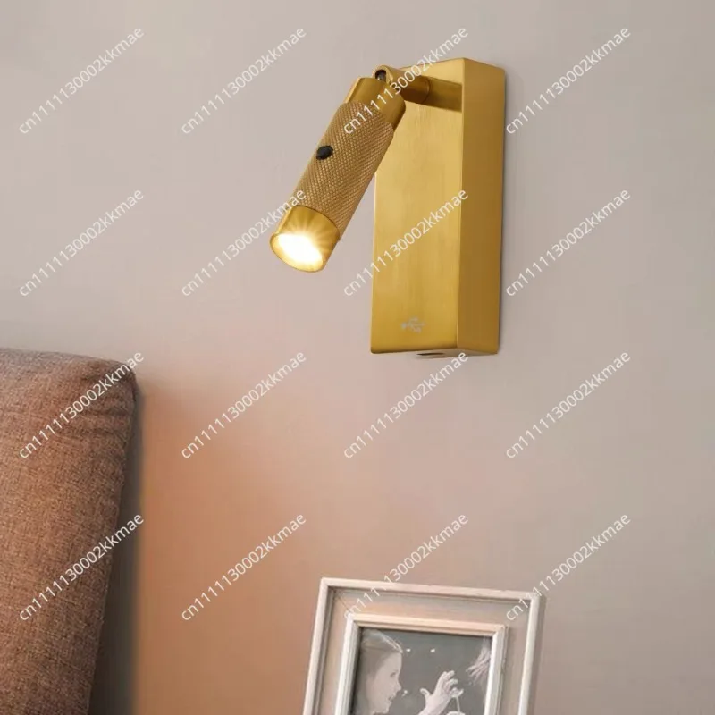 DurableUSB Mobile Phone Charging Bedroom 3W Bedside Lamp Hotel Surface Mounted Push Switch LED Reading Wall Lamp