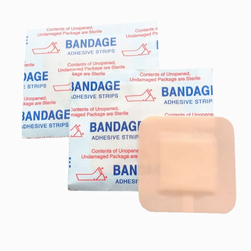 50 sztuk/zestaw kwadratowy plaster kolor skóry opatrunek na rany plaster przylepny oddychające paski pierwszej pomocy bandaże samoprzylepne