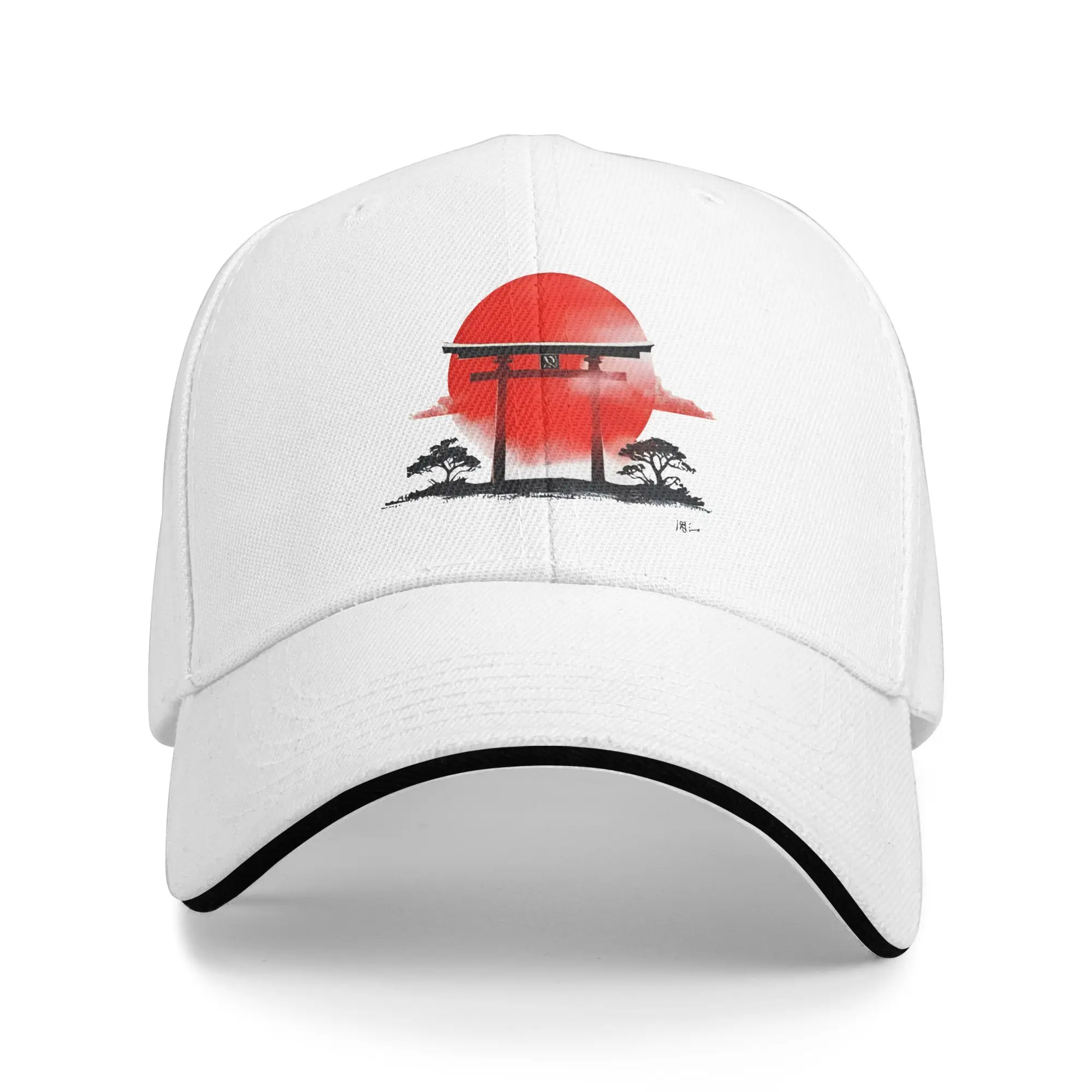 Japan Flag Japanese Torii Gate Rising Sun Minimalist Art  Baseball Cap Trendy Unisex Men Trucker Hat Sun-Proof Snapback Cap