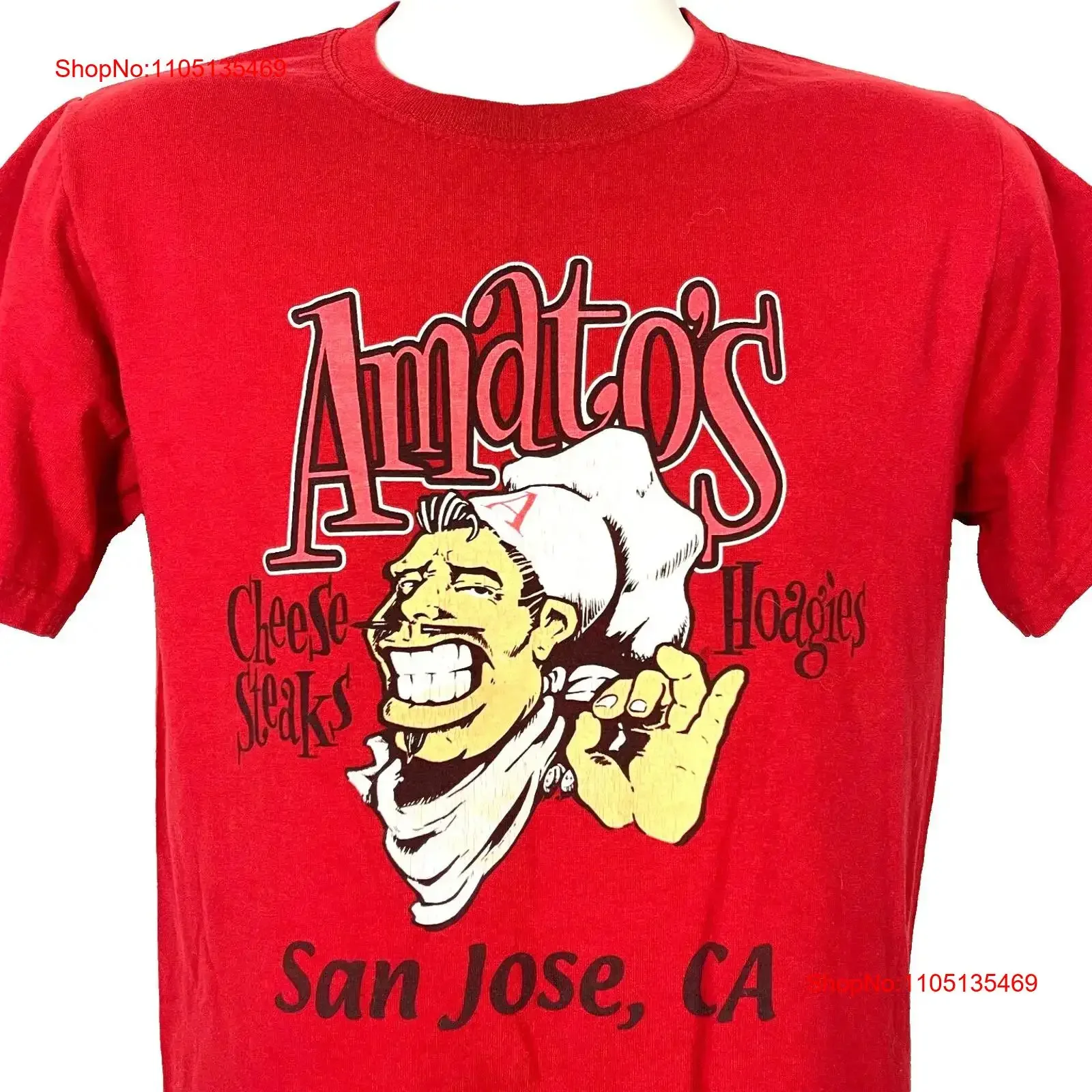 Мужская футболка Amatos CheeseSteaks, красная, маленькая, в фалли-стиле, Hoagies San Jose CA, винтажная, стираная, унисекс, мягкая уличная одежда, удобная