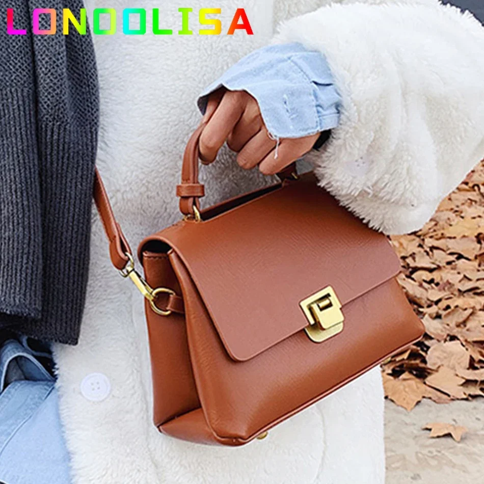 Vintage Pure Color Tote Bag 2024 Fashion New Quality PU Leather Women\'s Designer Handbag High Capacity Shoulder Messenger Bag