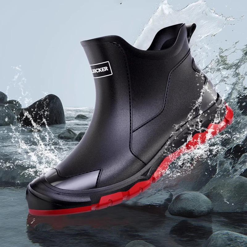 New Men's Deck Boots Fishing Boots Waterproof Rain Boots Slip On Neoprene Shoes Men's Gardening Fishing  Boating Camping Sailing