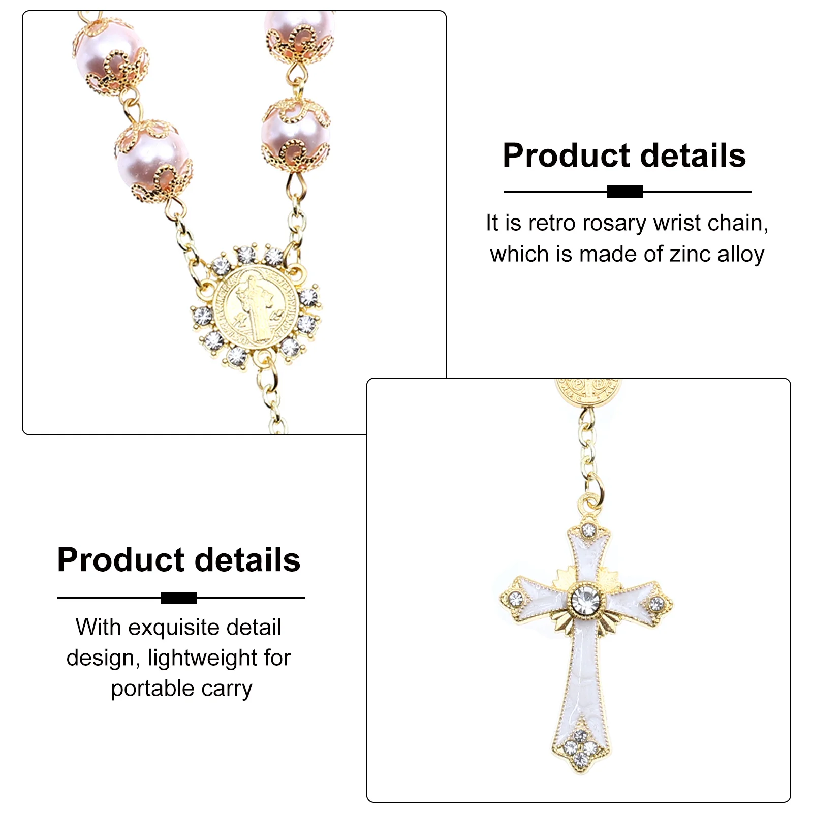 

1pc Cross Rosary Bracelet Alloy Religious Wrist Chain For Women Catholic Jewelry Gift Daily Party Wear Accessory Cross Bracelet