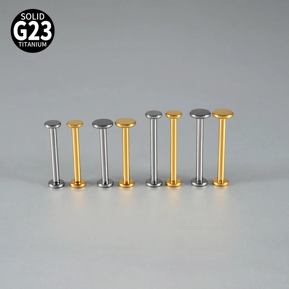 F-136 Titanium Alloy Round Flat Labret Tongue Barbell Stud