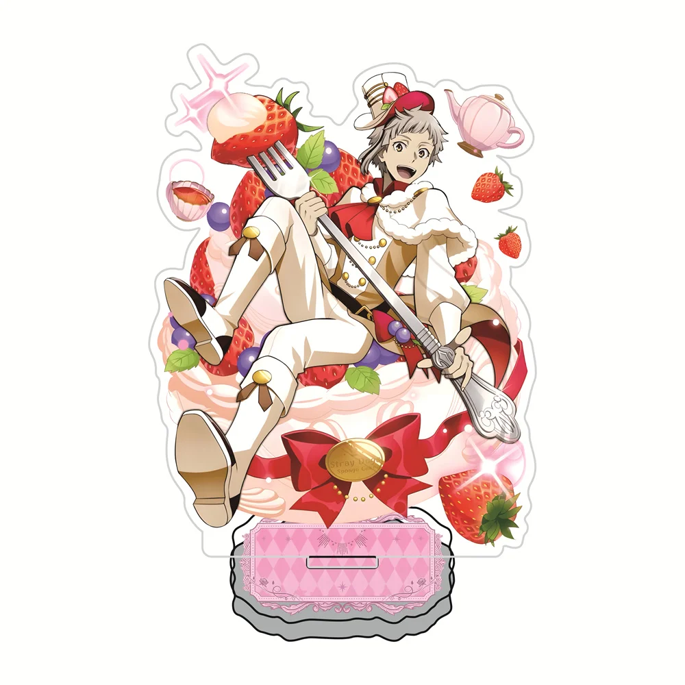 Bungo Stray Dogs 15cm Dessert Pastry Theme Acrylic Stand Figures Keychain Anime Standee Desk Decor Collectible Gift for Fans