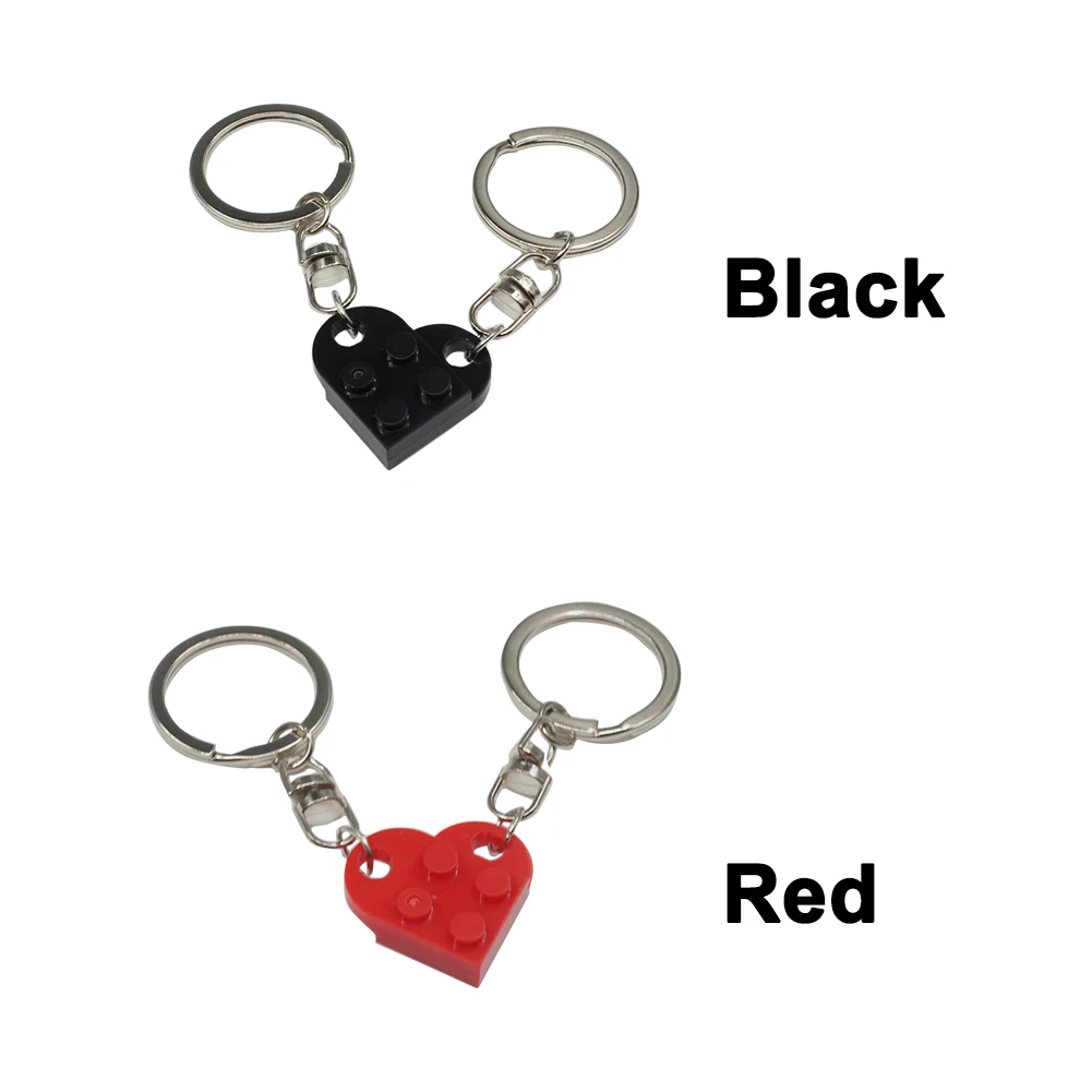 Llavero con forma de corazón para parejas, juego de montaje, bloque de construcción, cumpleaños, novio, novia