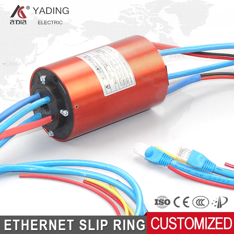 Cable rotativo eléctrico híbrido compacto a través del anillo deslizante Ethernet