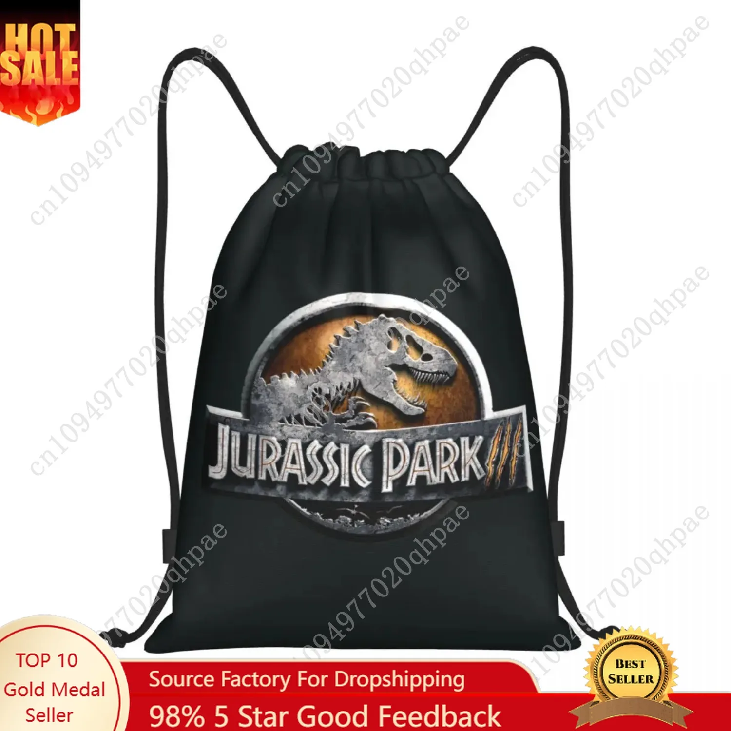 

Custom Jurassics Parks Drawstring Bag for Shopping Yoga Backpacks Men Women Dinosaur Print Sports Gym Sackpack
