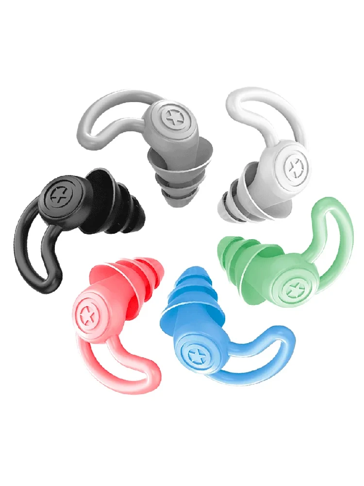 3 Layer Ear Plugs With Lanyard For Sleep Silicone Noise Cancelling Hearing Protection, Soft Reusable Ear Plugs for SleepSwim