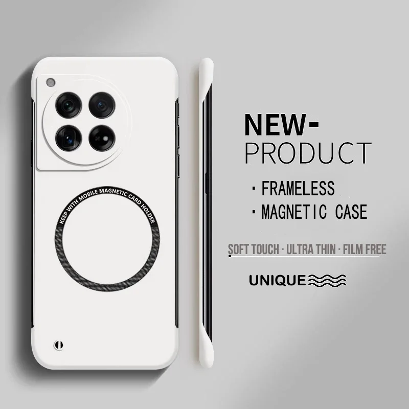 Ultra Thin Hard PC Magnetic Frameless Phone Case For Magsafe Oneplus 13 12 12R 11 11R 10T 10 9 9RT Pro Matte Color Cover