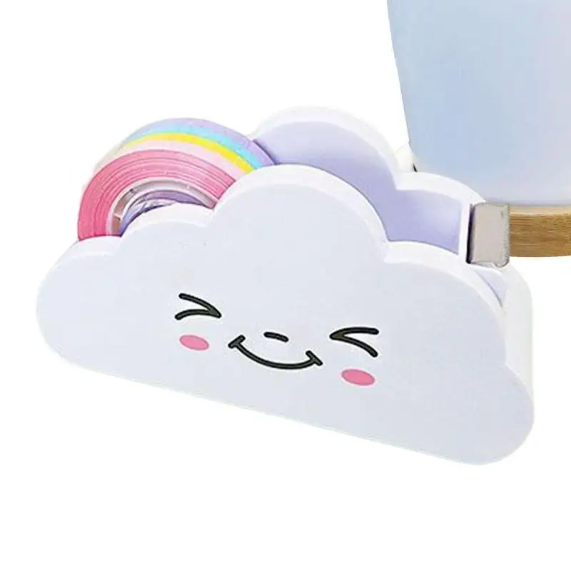 Imagem -02 - Washipaper Tape Dispenser Rainbow Roll Holder Cute Desktop Nuvem Mesa Escritório Corte de Máscarias Desenhos Animados Adesivos Suprimentos