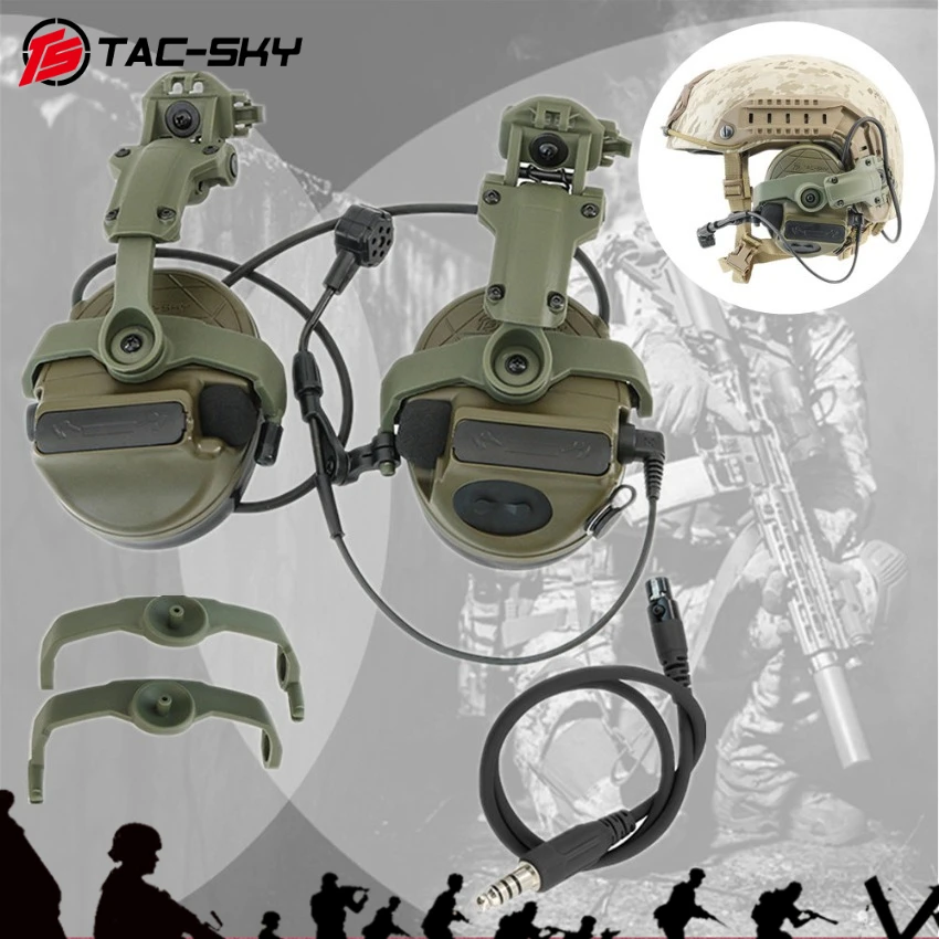 

TS TAC-SKY Tactical C5 XPI POR Hearing Protection Communication Headset W/ARC Rail Mount 2.0 and Detachable Cable for Airsoft