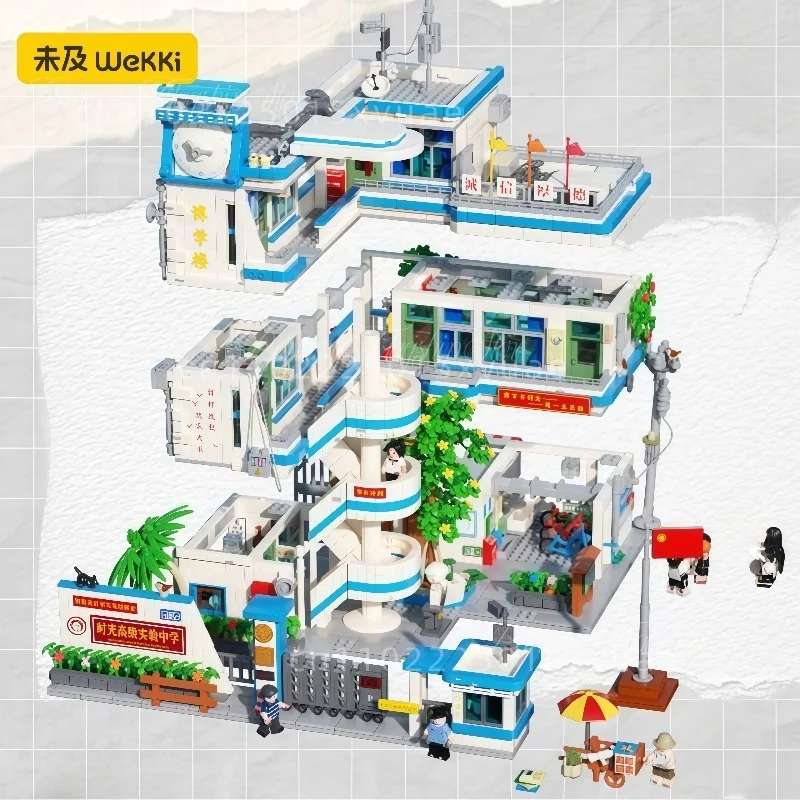 Nowe klocki konstrukcyjne w stylu lat 80. i 90., duże kolekcje, retro widok ulicy, model do składania, zabawki, dekoracja na biurko, prezenty dla dzieci.