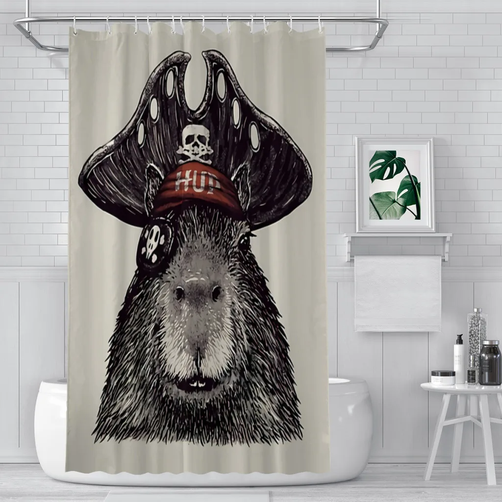 Pirate Shower Curtains Capybara Cute Animal Waterproof Fabric CreativeBathroom Decor with Hooks Home Accessories