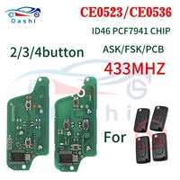 PCB 2/3 /4Buttons Remote Car Key ASK/FSK 434Mhz For Citroen C4 C5 C6 C8 Xsara Picasso For Peugeot 107 207 307 308 CE0536/0523