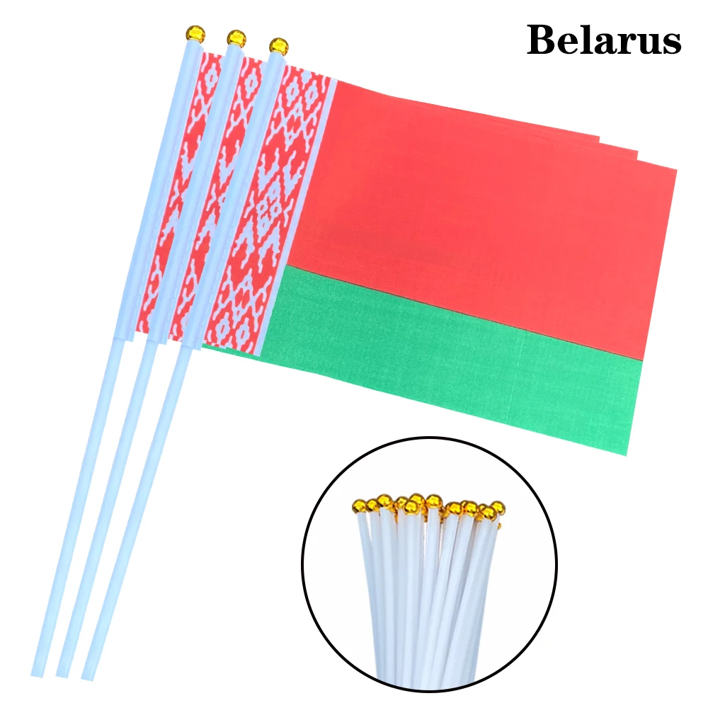 

EOODLOVE 14 * 21cm Belarus Handheld Plastic Rod Flag Outdoor Celebration Event Belarus Small Size Flag