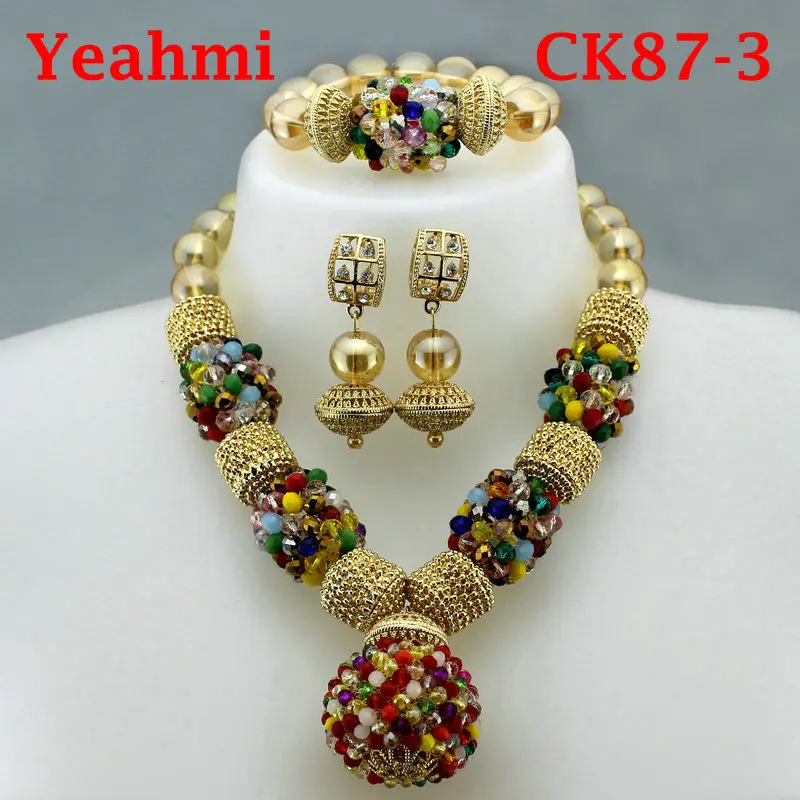 New Arrival African Beads Jewelry Set Fashion Nigerian Wedding African Beads Necklaces Earrings Set Girls Womens Necklace