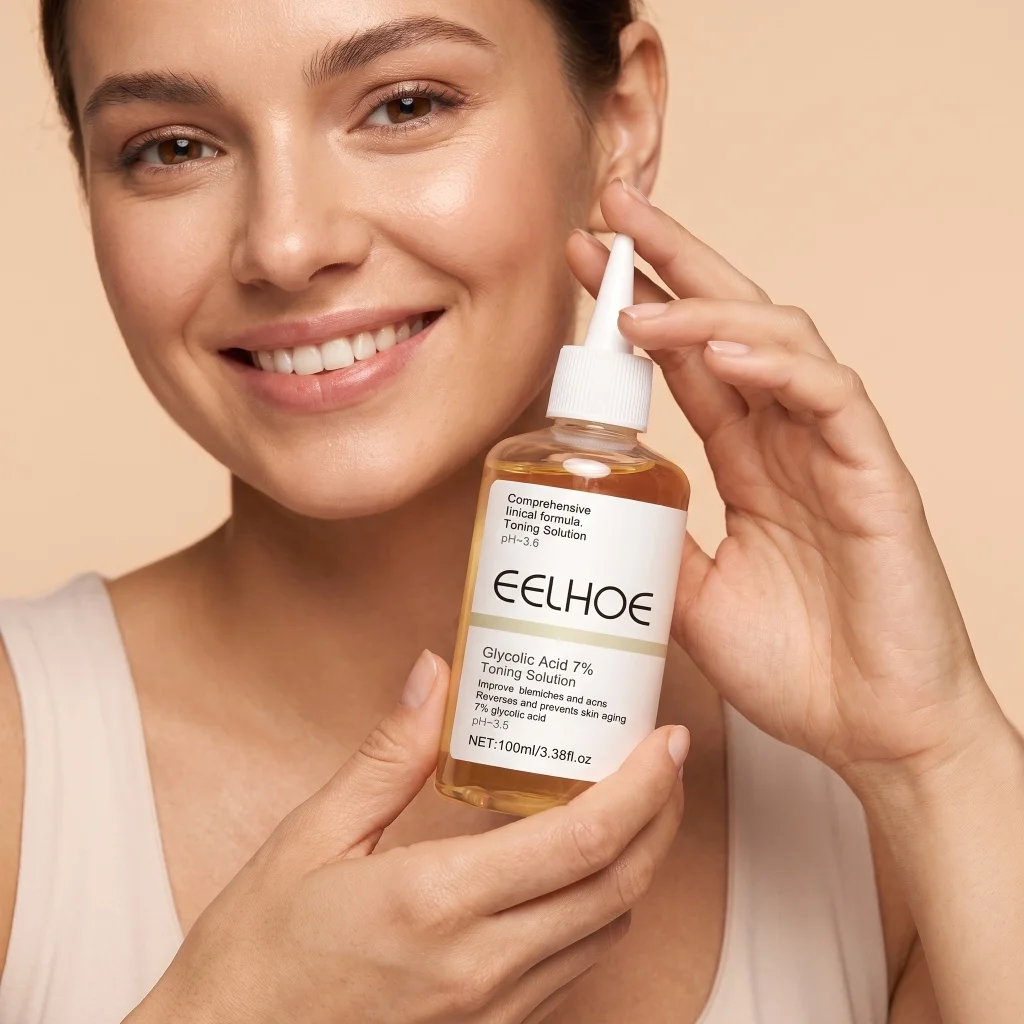 7% Glycolic Acid Facial Toning Solution Gentle Exfoliating Liquid Soften Rough Keratin Skin Hydrating Daily Face Care 100ml