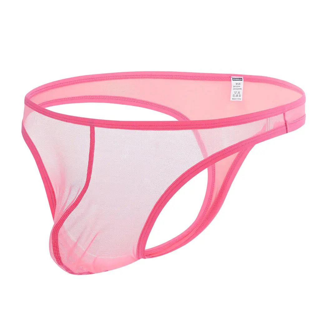 Zonbailon Mens Sexy Transparent Thong See Through Mesh G-Strings T-Back Underwear