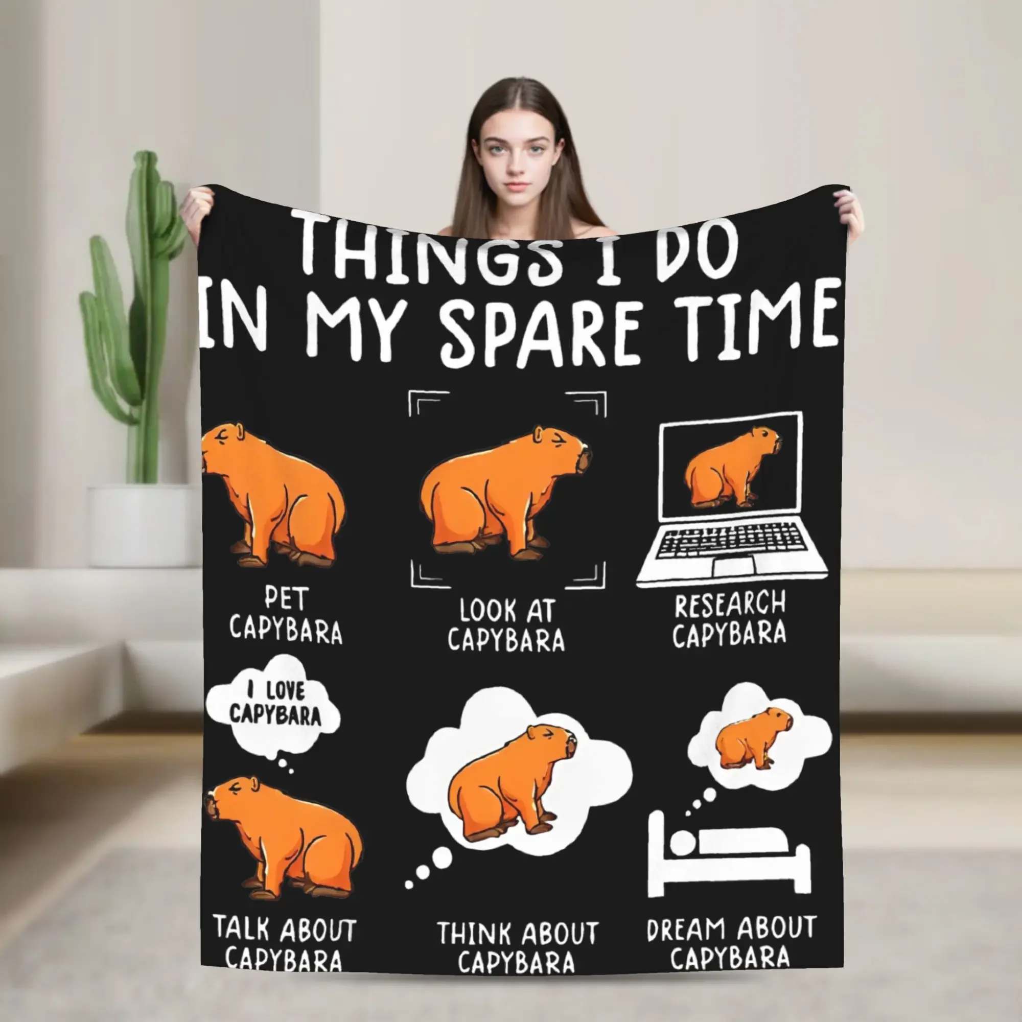 

Capybara Funny Rodent Design Soft Fleece Throw Blanket for Bed or Outdoor Use All Seasons