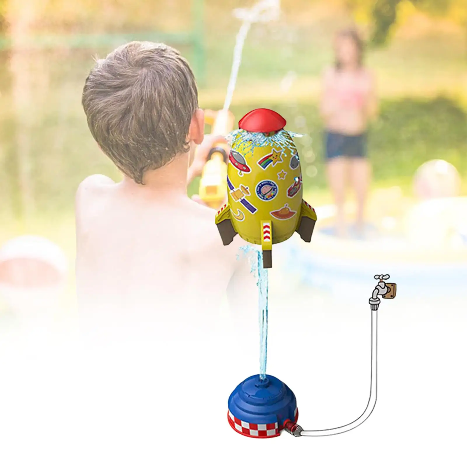 Summer Rocket Sprinkler Toy Games Water Toys Sprayer Toys for Birthday Gift Garden Holiday Party Age 3 4 5 6 7 8 Year Old