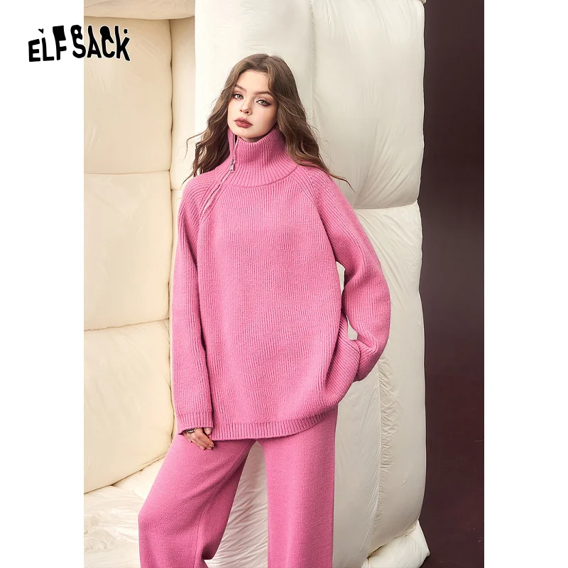 

ELFSACK Pant Sets Sweaters Women Winter New Plus Size Korean Fashion 2 Piece Sets Women Outfit