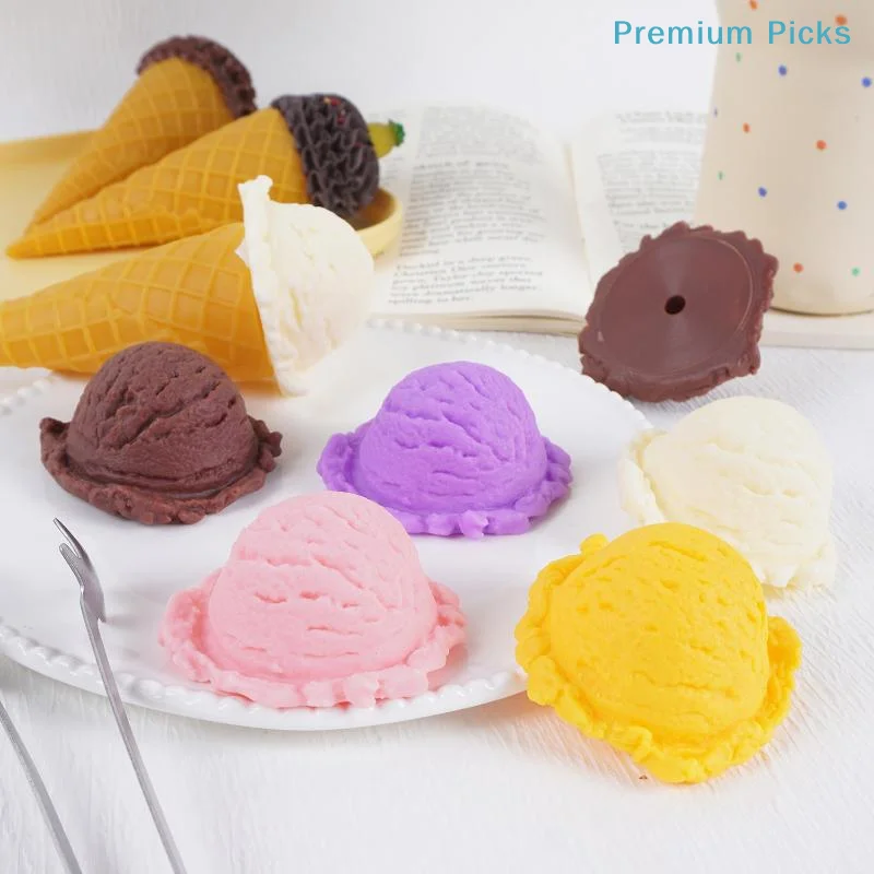 Fake Ice Cream Cone Model Realistic Simulation Dessert Ball Ornament for Cafe Shop Decor Bakery Display Food Photography Props