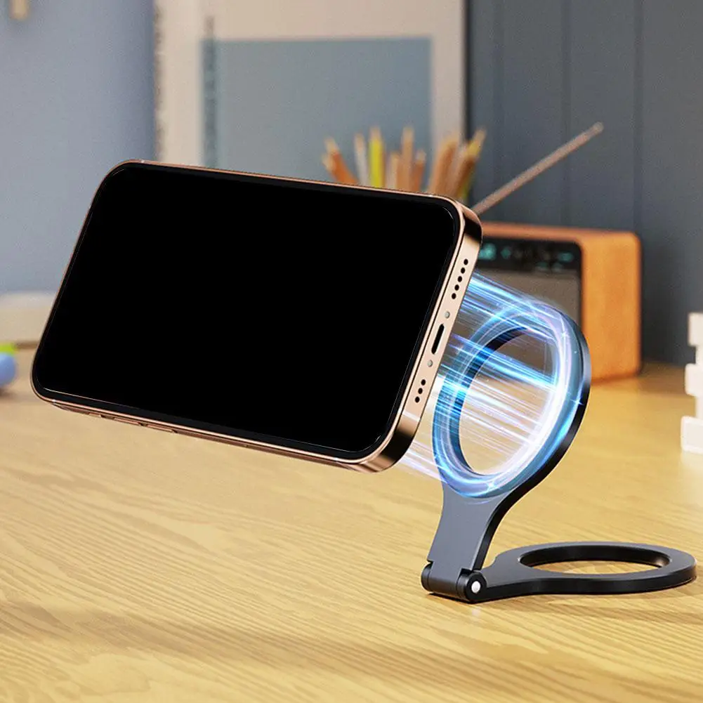 Double-Sided Magnetic Phone Holder Aluminium Alloy Mount For MagSafe Stand 180° Foldable Multi-function Magnet Kickstand O2O7