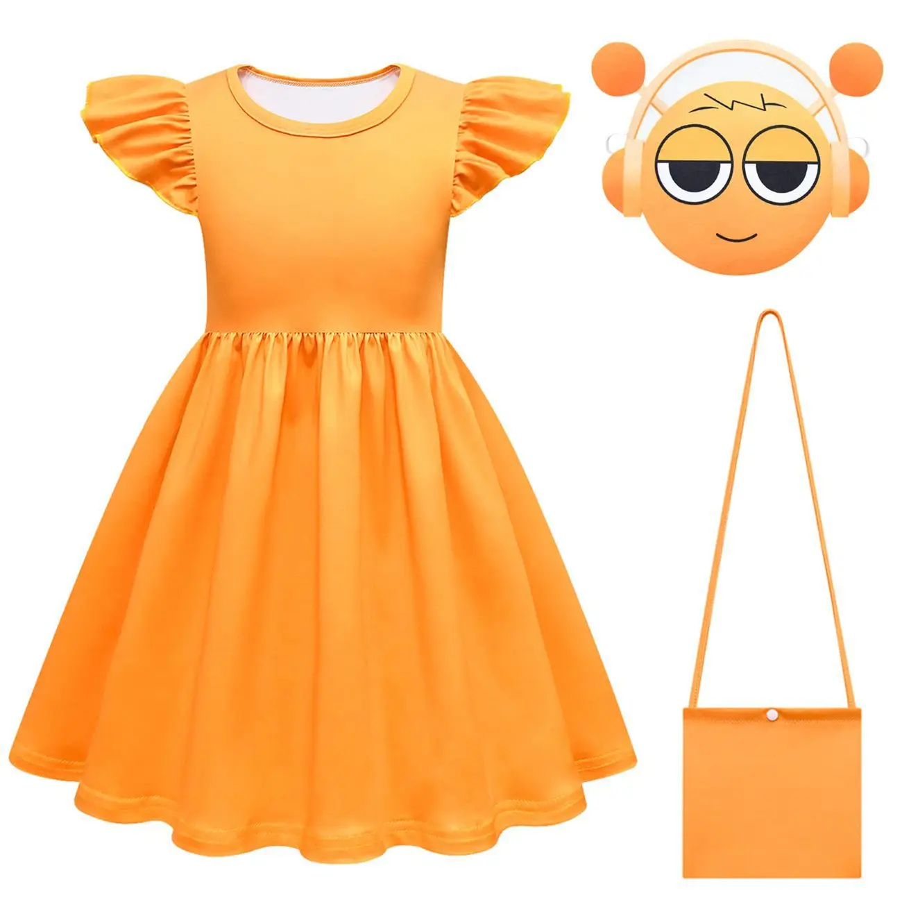 

Sprunki Halloween Costume Kids Cosplay Dress Girls Dress Flying Sleeved Dress with Mask For Birthday Carnival Halloween Clothes